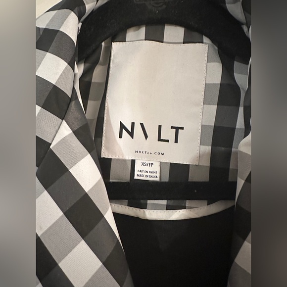 NVLT Gingham Plaid Oversized Black & White Jacket Trench Rain Coat Size XS - Picture 4 of 9